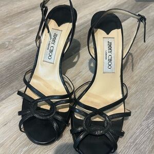 Jimmy Choo Black Stiletto Heels with Slingback Strap
